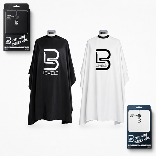 Capas de corte profesionales con cuello de caucho L3VEL3 en color blanco y negro con caja