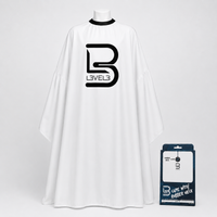 Capa de peluquería y barbería con cuello de caucho L3VEL3 color blanco