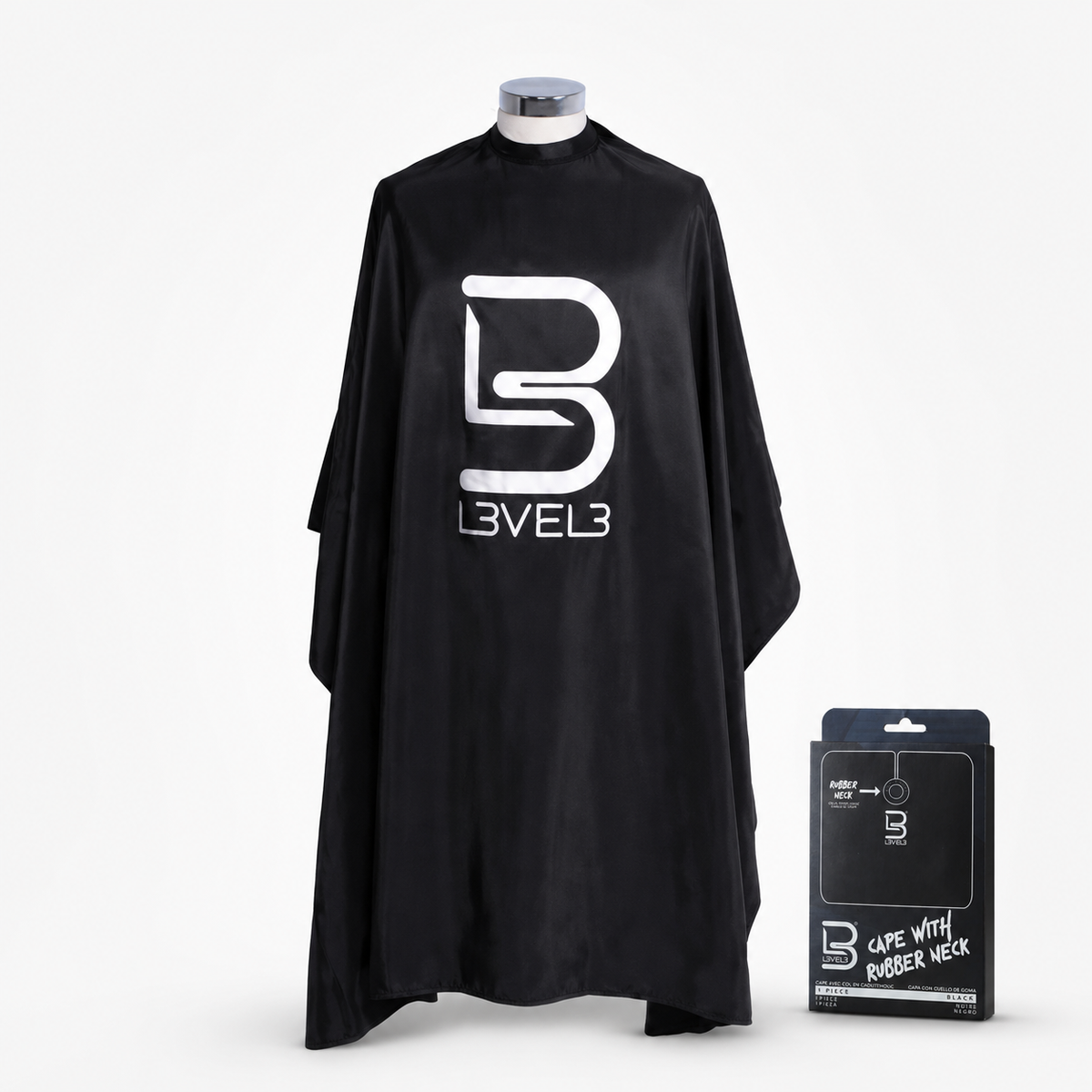 Capa de corte profesional con cuello de caucho L3VEL3 color negro