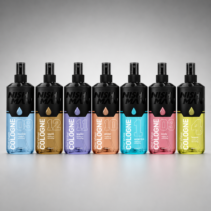 Colección completa de colonias aftershave en spray Nishman 200 ml en distintos aromas