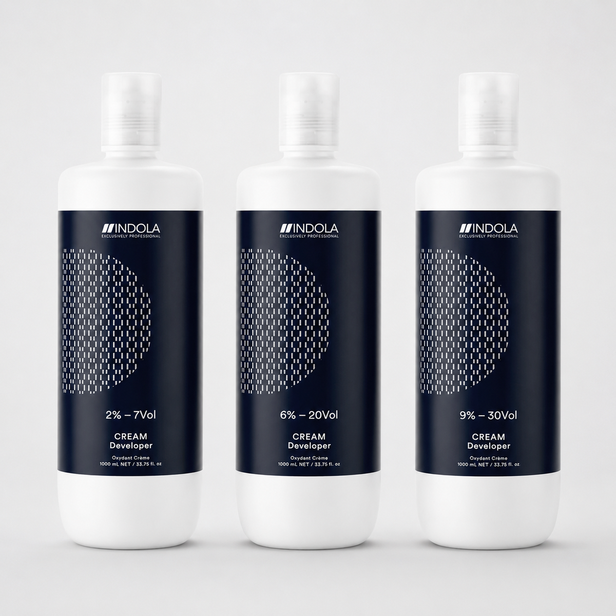 Gama de cremas oxidantes profesionales Indola Cream Developer de 1000 ml en 7, 20 y 30 volúmenes
