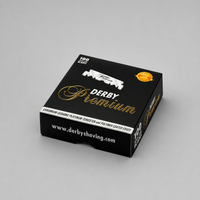 Caja de 100 cuchillas de afeitar profesionales Derby Premium Single Edge para navaja de barbero