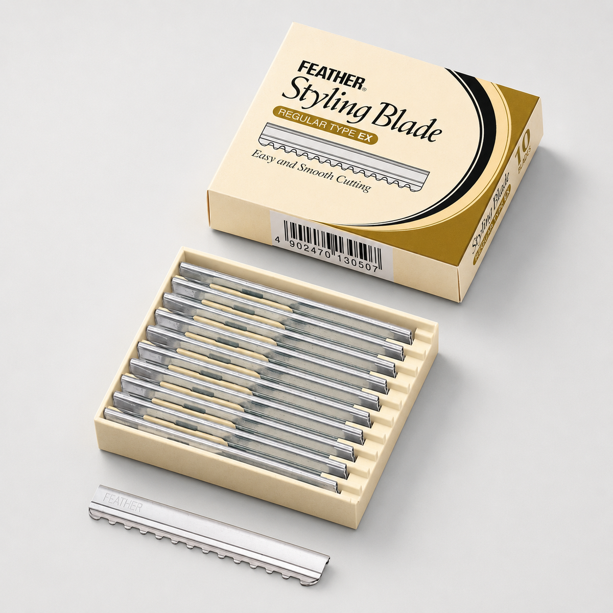 Dispensador y caja de cuchillas de repuesto Feather Styling Blade japonesas con protector de seguridad para navaja