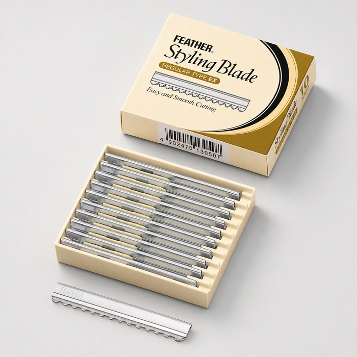 Dispensador y caja de cuchillas de repuesto Feather Styling Blade japonesas con protector de seguridad para navaja