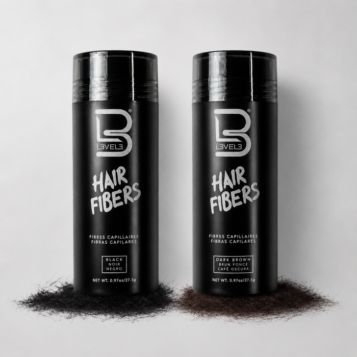 Botes de fibras capilares densificadoras de queratina L3VEL3 Hair Fibers 27,5 g en tono negro y castaño oscuro