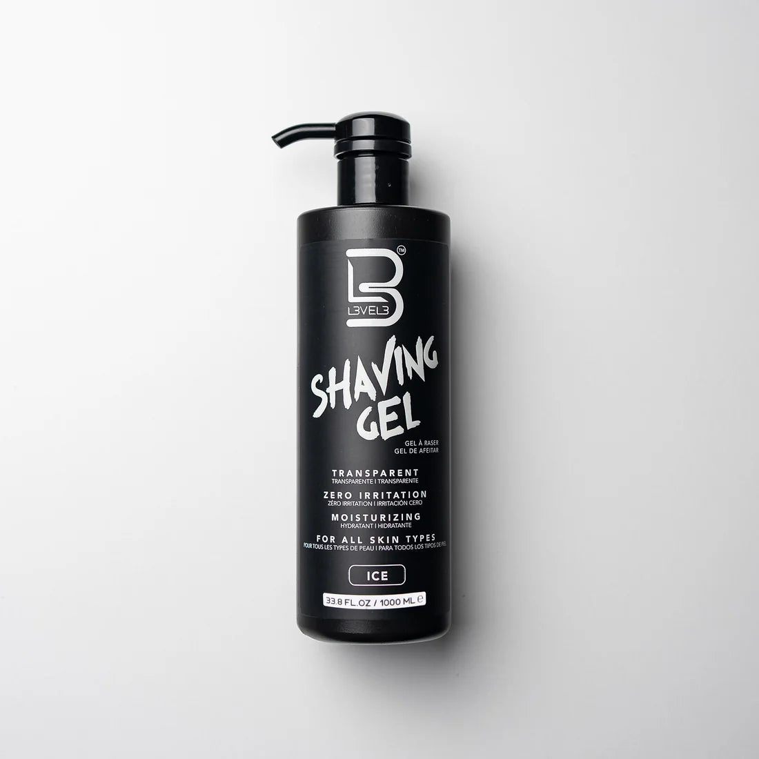 Bote de gel de afeitado profesional transparente L3VEL3 Shaving Gel 500 ml aroma Black Frost