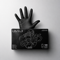 Guantes de nitrilo negros desechables L3VEL3 sin polvo para barbería y peluquería