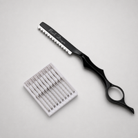 Navaja japonesa para esculpir y vaciar cabello en acabado negro mate