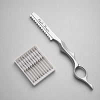 Navaja japonesa de corte ergonómica en acabado plata con paquete de cuchillas