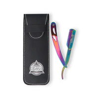 Navaja de afeitar técnica Blessed efecto tornasol camaleón con funda protectora negra