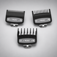 Set de 3 peines guía profesionales Wahl Premium con clip metálico en medidas 1.5 mm, 3 mm y 4.5 mm